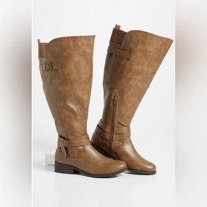 Daphne Extra Wide Calf Side Buckle Tall Boot - Taupe